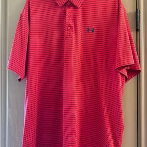 Under Armour Red and Navy Striped Polo Shirt
